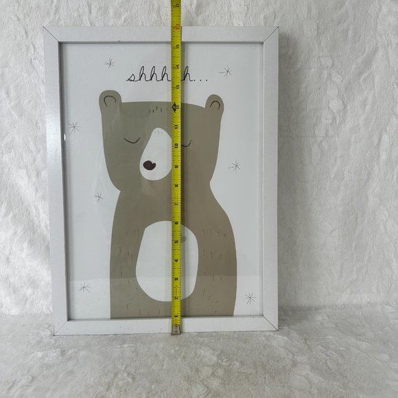 Nursery Wall Decor shhh...little cute bear framed 16x12 Open Road Shabby Chic - Picture 4 of 7